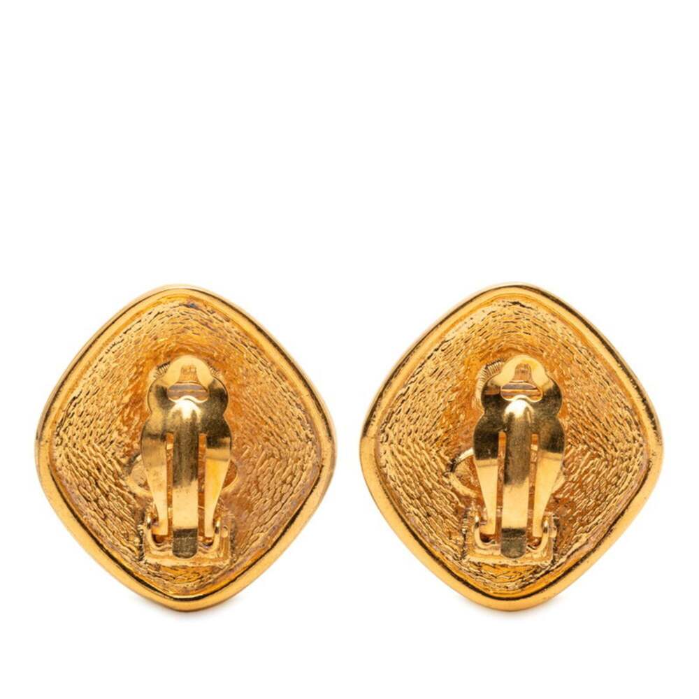 CHANEL Authentic Gold Diamond Logo Earrings - Picture 2 of 3